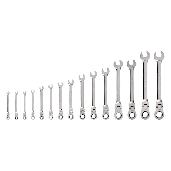 Flex Head 12-Point Ratcheting Combination Wrench Set, 15-Piece (1/4-1 in.)